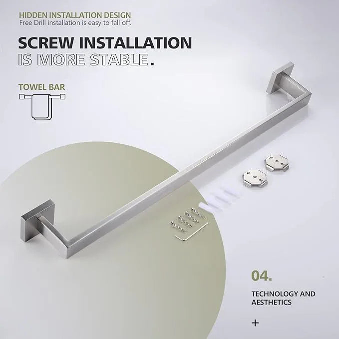 KOKOSIRI 24-Inch Single Towel Bar, Bathroom Kitchen Towel Holder, Wall Mounted SUS304 Stainless Steel Towel Rack, Brushed Nickel, B4003BR-L24 - ModernBath
