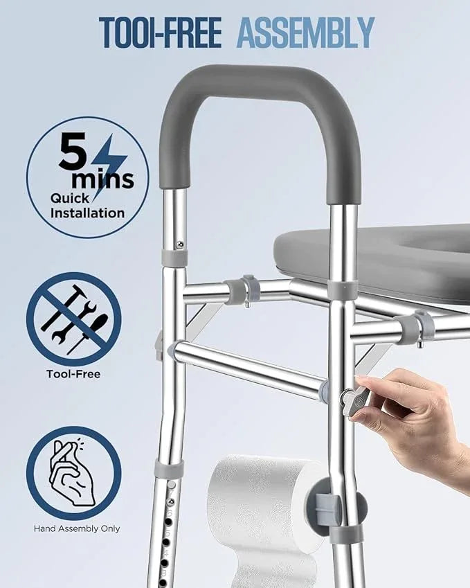 Toilet Seat Riser with Handles, 500lb Raised Toilet Seat, Adjustable Height & Width, Handicap Raised Toilet Chair for Seniors, Fit Any Toilet - ModernBath