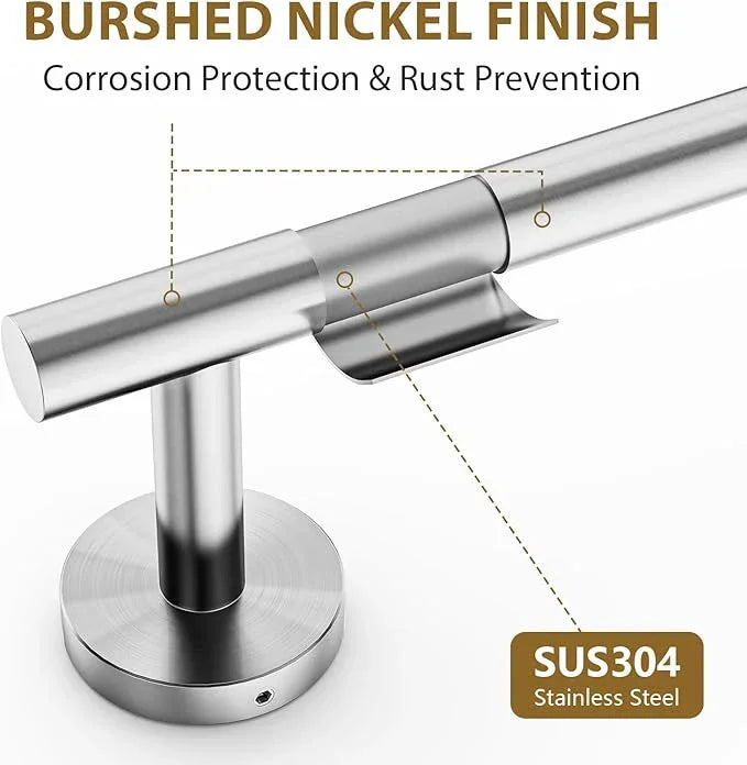24 Inch Brushed Nickel Towel Bar, Thicken Towel Rack for Bathroom Wall Mounted, SUS304 Stainless Steel Towel Rod, Modern Home Decor (Total Length 26 Inch) - ModernBath