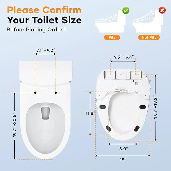 MIJIC Toilet Bidet Seat, Elongated Toilet Seat Slow Close, Electric Heated Toilet Seat With Instant Warm Water & Dryer, Feminine & Front Rear Wash & Self-Clean Nozzle, Night Light, Air Deodorizer - ModernBath