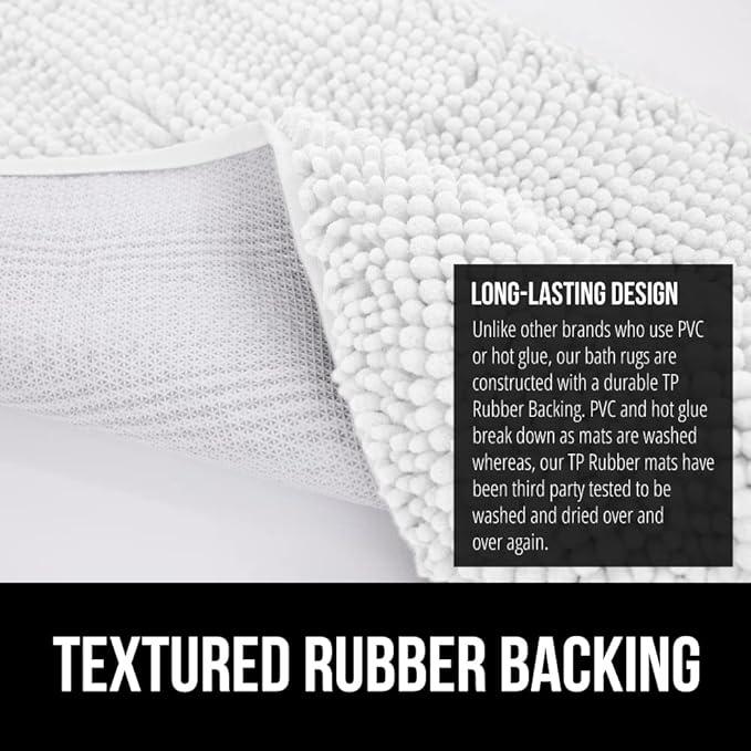 GORILLA GRIP Bathroom Rug Sets, Soft Chenille 2 Piece Area Rugs Set, Toilet Base Mat and 30x20 Carpet, Absorbent Microfiber Washable Mats Dry Quickly, Home Décor and Bath Room Accessories, White - ModernBath