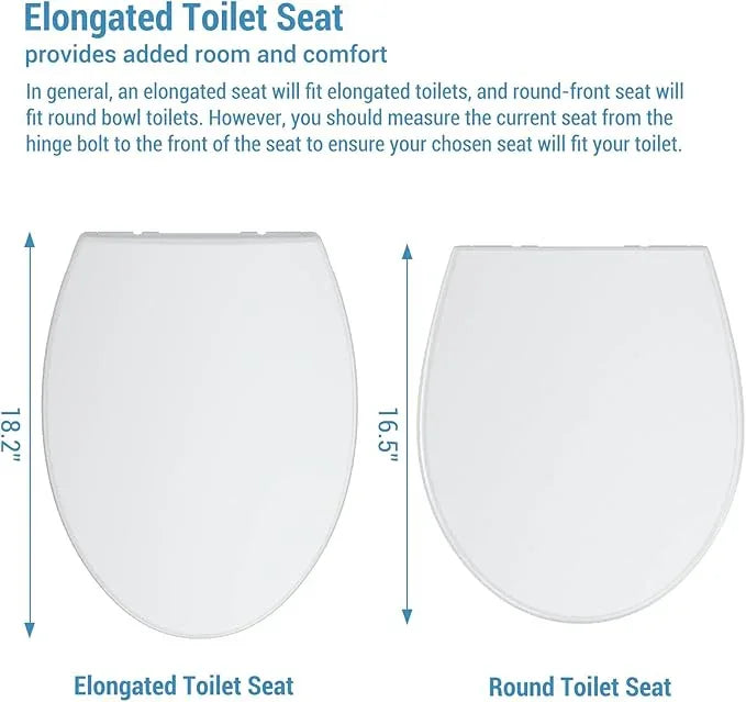 Toilet Seat,Round Toilet Seat with Quiet Close– Locking Hinges, Flat Lid, Quick-Release, Easy to Clean, Durable, Stable – Ideal for Bathroom, Family, Apartment, Hotel Global Fit– White,Regular - ModernBath