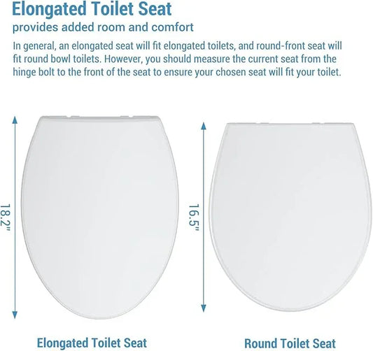 Toilet Seat,Round Toilet Seat with Quiet Close– Locking Hinges, Flat Lid, Quick-Release, Easy to Clean, Durable, Stable – Ideal for Bathroom, Family, Apartment, Hotel Global Fit– White,Regular - ModernBath