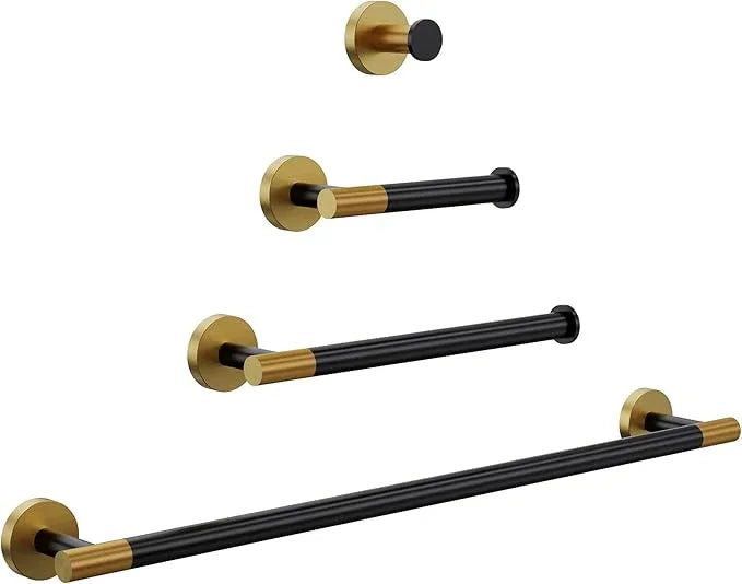 Matte Black Bathroom Hardware Accessories Set, Knurled SUS304 Stainless Steel Kit, Towel Bar, Ring, Robe Hook, Paper Holder, Wall Mounted - ModernBath