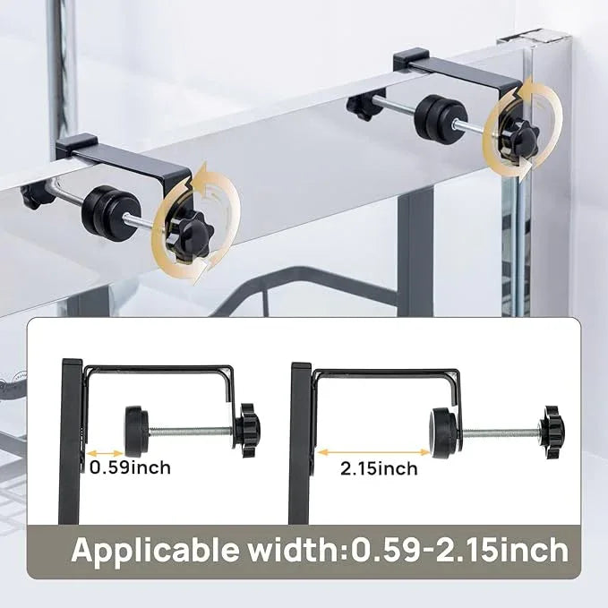 LEVERLOC Over The Door Shower Caddy, Shelf Distance Adjustable Hanging Rack Sturdy Rust Proof Bathroom Shelves with Strong Suction Cup, Shower Organizer Basket Storage Rack, Metal Black - ModernBath