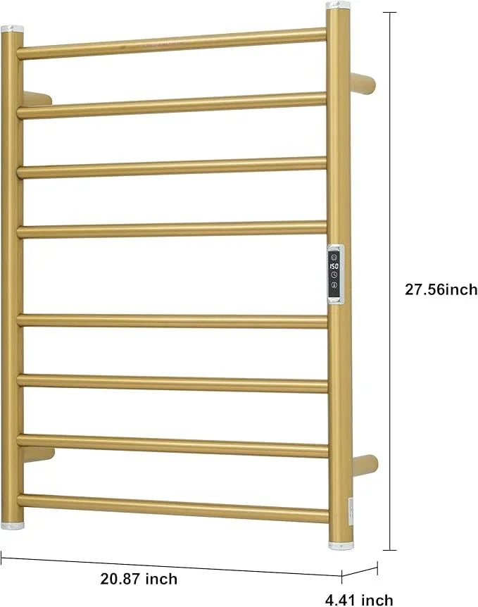 Electric Towel Warmer Rack,Heating Towel Warmer,Timer & Temperature Control,Wall-Mounted Plug-in for Bathroom,Gold,Stainless Steel,8-Bar(27.56x20.87x4.41in) - ModernBath
