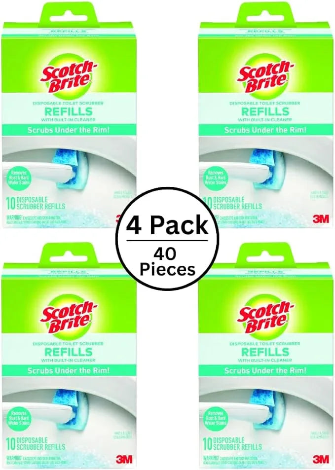 Scotch-Brite Disposable Toilet Scrubber Refills, Removes Rust & Hard Water Stains, 10 Disposable Refills Blue - (4-Pack) - ModernBath