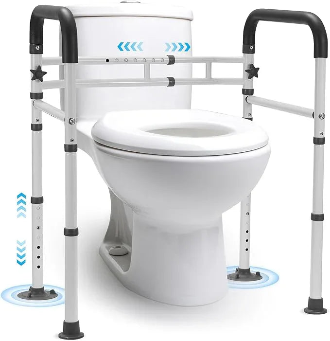 Careboda Toilet Safety Rails, Toilet Frame for Seniors, Elderly & Disabled, Toilet Rails Adjustable, Foldable Toilet Handles, Non-Slip Foot Mats, Easy to Store, Fit Any Toilets, 300lbs Capacity - ModernBath
