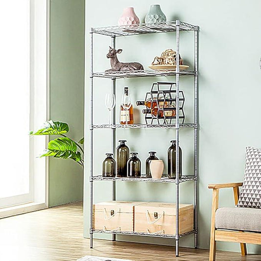 5 Tier Wire Shelving Unit with NSF Certified, Adjustable Wire Shelves with 750 LBS Capacity, Metal Storage Rack for Laundry, Kitchen, Bathroom, Pantry, Closet (13.78" D x 23.62" W x 59.06" H, Chrome) - ModernBath