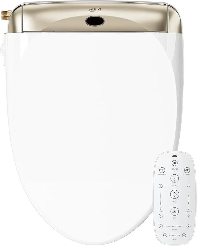 LEIVI Electric Bidet Toilet Seat with Wireless Remote and Side Panel, Multiple Spray Modes, Adjustable Heated Seat, Warm Water and Air Dryer, Auto LED Nightlight, Elongated - ModernBath