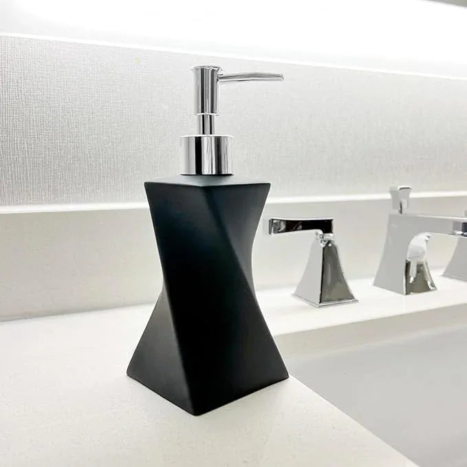 Modern Black Hand Soap Dispenser for Bathroom Countertop, Dish Soap Dispenser for Kitchen Sink, Contemporary Art Style, Matte Finish, 8.5oz (Pebble Black) - ModernBath