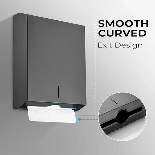 Paper Towel Dispenser Wall Mount - Multifold Trifold Paper Towel Dispensers, Large Capacity Stainless Steel Tissue Holder, Suitable for Bathrooms and Public Places Black - ModernBath