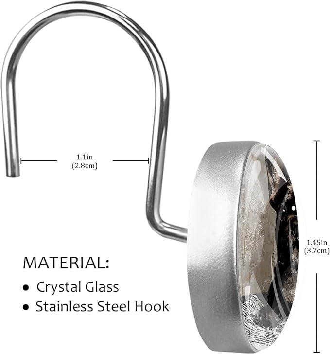 French Bulldog Dog Shower Curtain Hooks Rings, Stainless Steel Rust Proof Shower Curtain Hooks, Decorative Shower Hooks for Bathroom Shower Rods Curtains, Set of 12 - ModernBath