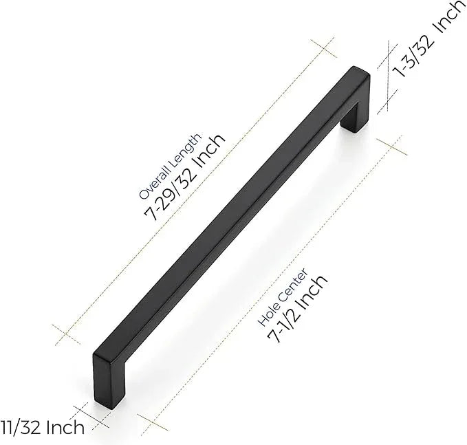 Ravinte 30 Pack Solid 7-1/2 Inch Center to Center Slim Square Bar Drawer Handles Kitchen Cabinet Handles Black Drawer Pulls Kitchen Cabinet Hardware Kitchen Handles Matte Black Cabinet Pulls - ModernBath