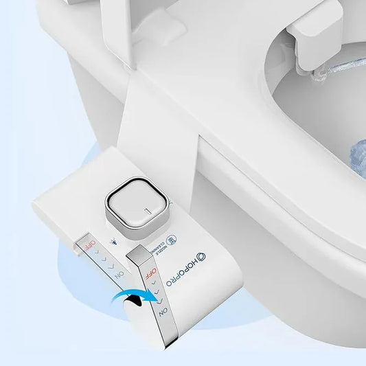 HOPOPRO Bidet with Single Finger Water Pressure Control, Self Cleaning Hygienic Dual Nozzle (Feminine/Rear Wash), Non-Electric Bidet Attachment for Toilet Seat, Easy DIY Install <5 Min -White - ModernBath