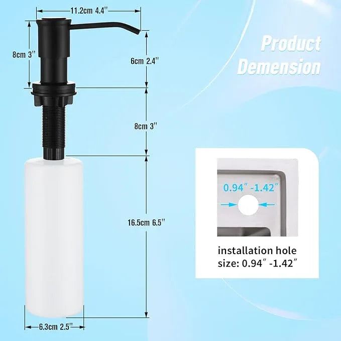 CREA Kitchen Soap Dispenser Countertop Soap Dispenserfor Kitchen Sink Black Built in Sink Soap Dispenser Top Fill Deck Mount Dispenser for Bathroom with 39" Tube Large Capacity 17 OZ Bottle - ModernBath