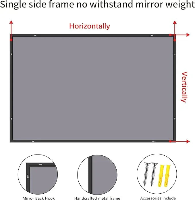 COFENY Black Bathroom Mirror for Wall, 36x40 Inch Rectangle Mirrors with Metal Frame, Modern Rectangular Wall Mirror for Bathroom Living Room, Entryway Hangs Horizontal or Vertical - ModernBath