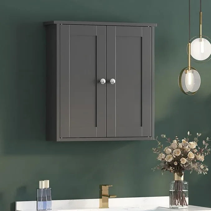 Black Bathroom Wall Cabinet,Medicine Cabinet Over Toilet,Bathroom Cabinet Wall Mounted with Shelves,Surface Mount Medicine Cabinet for Laundry Room,Kitchen,Storage Cabinet 22x23 - ModernBath