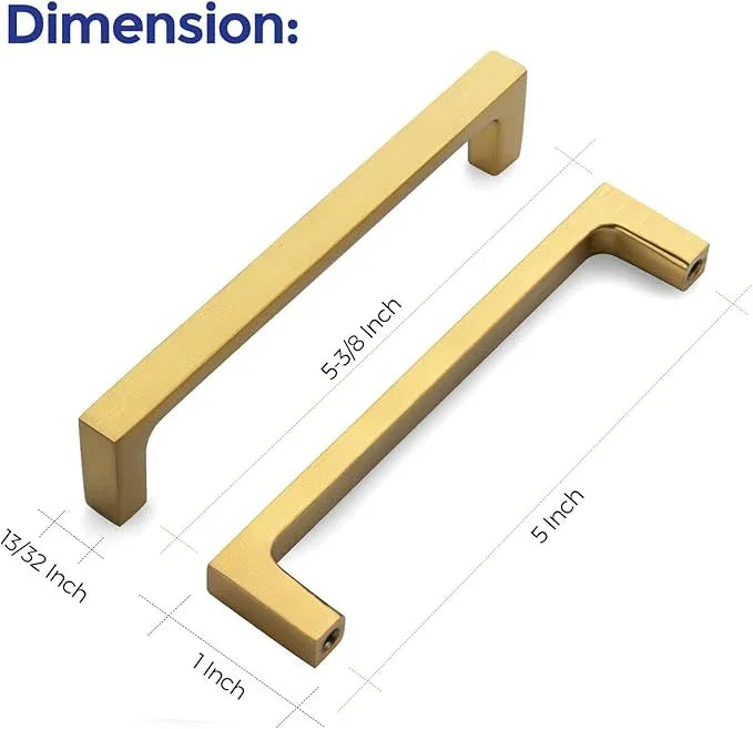Ravinte 10 Pack Solid 5 Inch Kitchen Square Cabinet Handles Brushed Brass Drawer Pulls Kitchen Cabinet Hardware Handles - ModernBath
