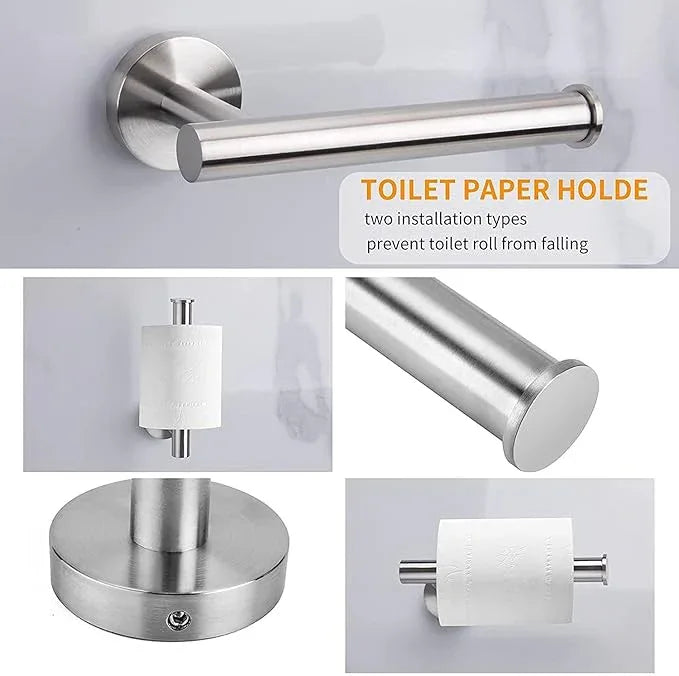Cilee 8 Piece Brushed Nickel Bathroom Hardware Set, 24inch Bathroom Towel bar+Towel Ring+Toilet Paper Holder+ Robe Towel Hook, SUS304 Stainless Steel Bathroom Accessory Set - ModernBath