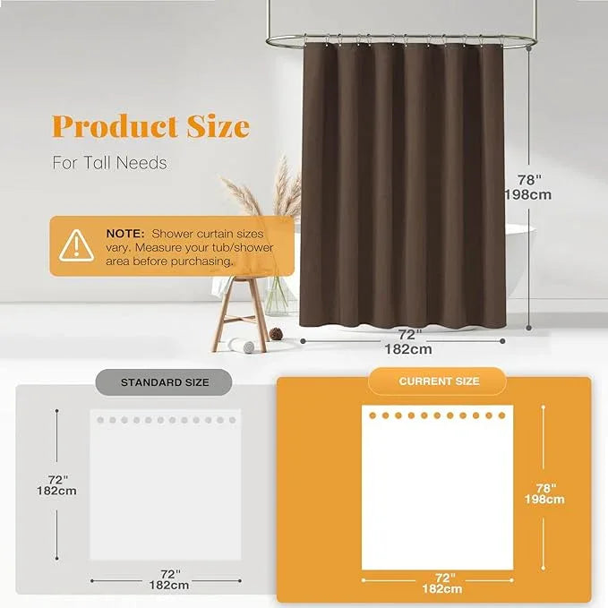 BTTN Fabric Shower Curtain, Linen Textured Heavy Duty Polyester Cloth Shower Curtain Set with Plastic Hooks, Brown, 72x78 - ModernBath