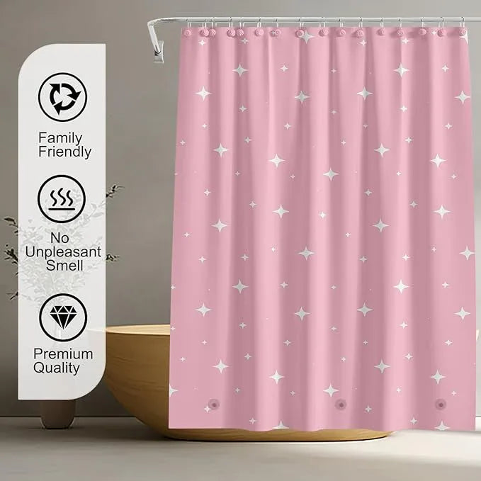 TIKABC Shower Curtain Liner, 4G PEVA Shower Liner, Plastic Waterproof Shower Curtains, with Grommet Holes and 3 Magnetic Weights(Dream Pink) - ModernBath