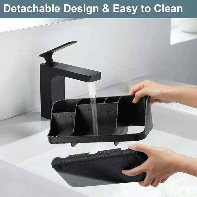 GFWARE Black Toothbrush Holder - 7 Slots Bathroom Organizer Countertop with Drainage Matte Black Electric Toothbrush and Toothpaste Holder for Bathroom Accessories Organization Vanity Sink Storage - ModernBath