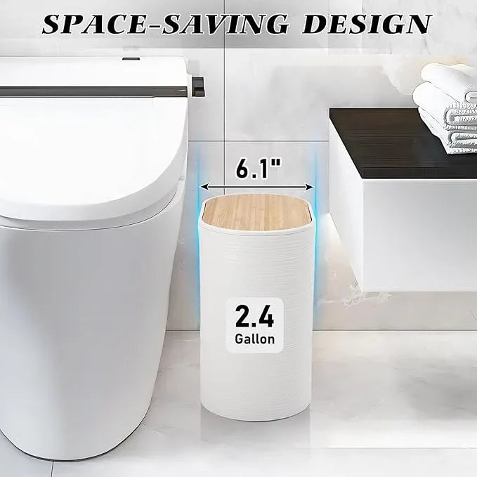 XLHOMO White Bathroom Set, White Bathroom Accessories Set with Trash Can, 2PCS Soap Dispensers, Soap Dish, Toothbrush Holder, Toothbrush Cup,Toilet Brush, Tray and Qtip Holders for Bathroom Decor - ModernBath