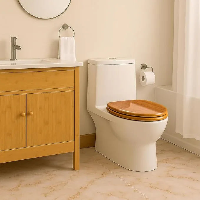 Toilet Seat, Solid Wood, Bamboo, High Gloss Finis, PIKLiDS (Elongated) - ModernBath