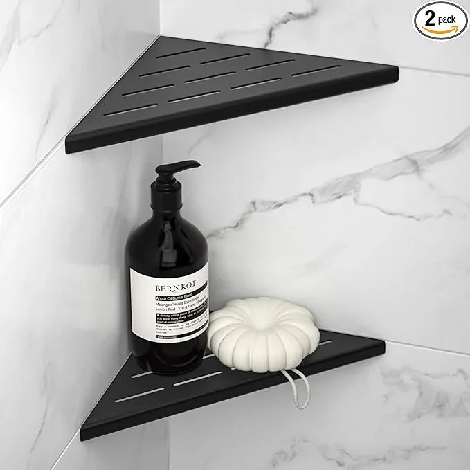 8'' Corner Shower Shelf 2PCS, 304 Stainless Steel Bathroom Shelves for Tiled Wall, Grout in Shelf Rack, No Drilling Needed (8'', Black) - ModernBath