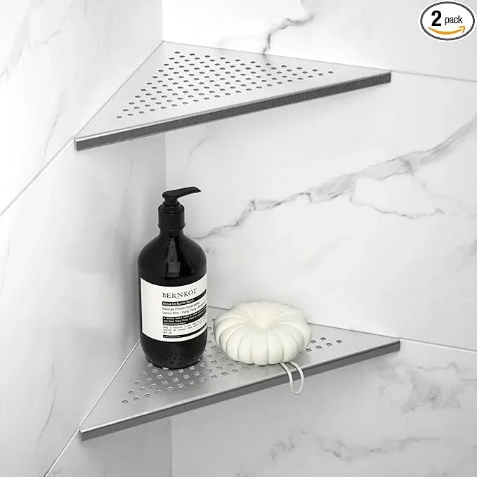 Corner Shower Shelf 2 Pack, 304 Stainless Steel Grout in Shelves for Bathroom, 10'' Recessed Shelf Rack for Tiled Wall, No Drilling Needed (10'', Silver) - ModernBath