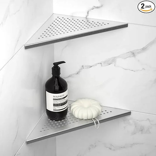 Corner Shower Shelf 2 Pack, 304 Stainless Steel Grout in Shelves for Bathroom, 10'' Recessed Shelf Rack for Tiled Wall, No Drilling Needed (10'', Silver) - ModernBath