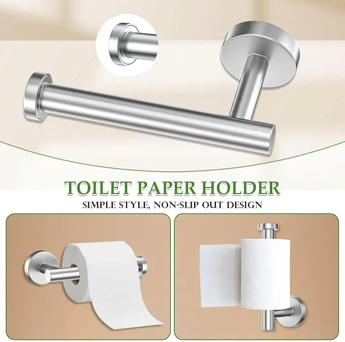 5-Piece Towel Bar Set Brushed Nickel Bathroom Hardware Set Include Towel Bar Towel Ring Paper Towel Holder Coat Hooks Stainless Steel Wall-Mounted 23.6 in - ModernBath
