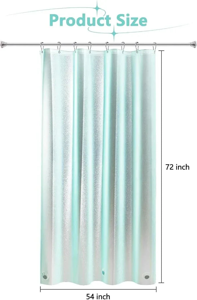 Seenus Teal Glitter PEVA Shower Stall Curtain 54 x 72 inch, Waterproof Plastic Sparkle Shower Curtain Liner with 3 Large Magnets, Dreamy Shimmery Narrow Bathroom Shower Curtain Aqua Green - ModernBath