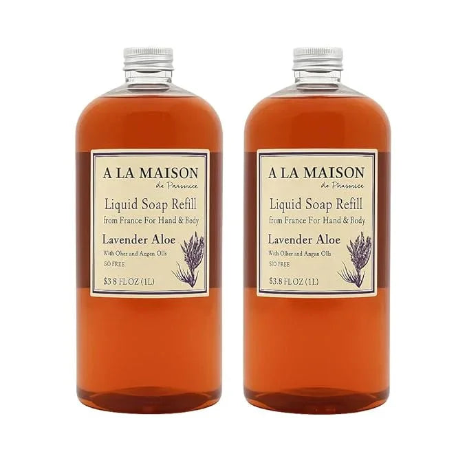 A LA MAISON Lavender Aloe Natural Hand Wash Made with Essential Oils - Biodegradable, Plant-Based, Vegan, Cruelty-Free 33.8 Fl Oz Refill Bottles, 2 Pack - ModernBath