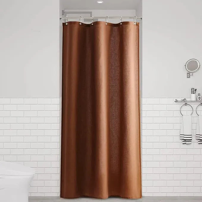 Naturoom Rustic Brown 36 Inch Shower Curtain - Stall Narrow Half Linen Ultra Thick Fabric Shower Curtain Set with Hooks, Boho Farmhouse Rustic RV Camper Bath Curtains for Bathroom, 36x72 - ModernBath