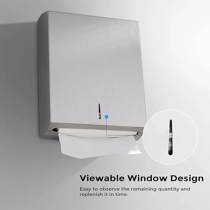 Paper Towel Dispenser Wall Mount - Multifold Trifold Paper Towel Dispensers, Large Capacity Stainless Steel Tissue Holder, Suitable for Bathrooms and Public Places - ModernBath