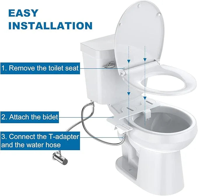 Bidet Attachment for Toilet, Non-Electric Bidet Self-Cleaning Dual Nozzle (Feminine/Rear Wash), Cold Water Bidets Sprayer for Existing Toilets Cover with Adjustable Pressure, Easy to Install, White - ModernBath