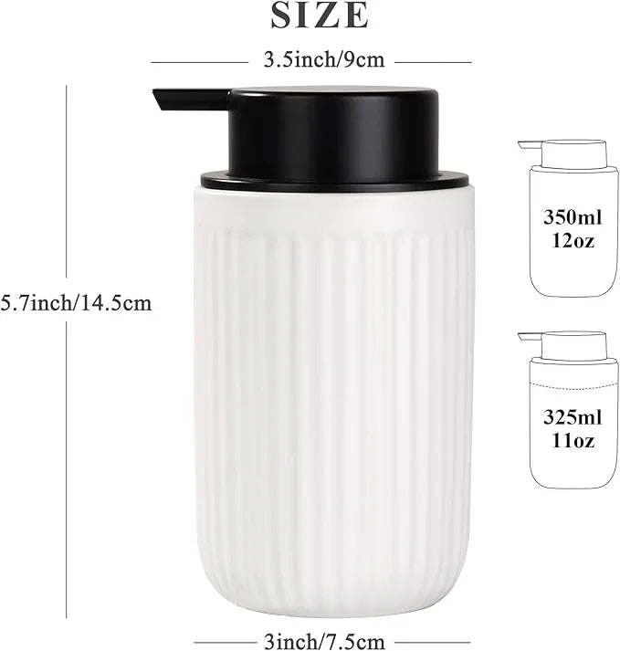 BosilunLife Foam Hand Soap Dispenser - White Ceramic Foaming Soap Dispenser for Bathroom 12oz Refillable Liquid Lotion Soap Dispenser with Rust-Proof foaming Pump for Countertop - ModernBath
