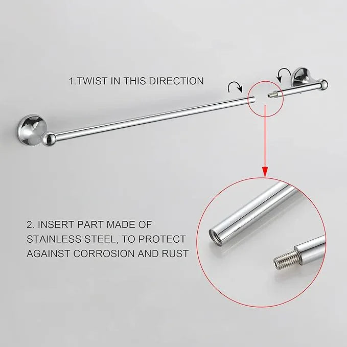 BGL Bathroom Hardware Set Chrome Adjustable Expandable Bath Towel Bars Bathroom Accessory Set Towel Racks 8-Pieces Wall Mount - ModernBath