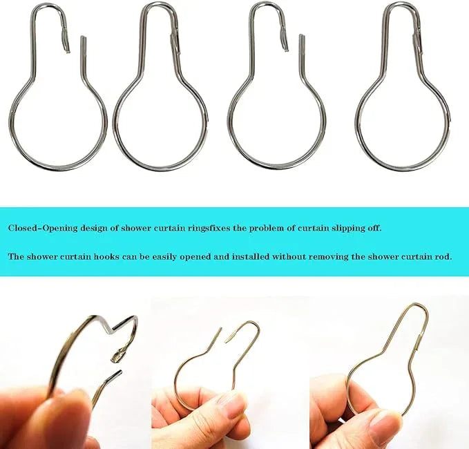 AHYCS Shower Curtain Hooks, Rust-Resistant Shower Hooks, Decorative Metal Shower Curtain Rings, Easy-to-Install Bathroom Curtain Hooks for Shower Curtain, Curtain Rods, Shower Curtain Liner (200 PCS) - ModernBath