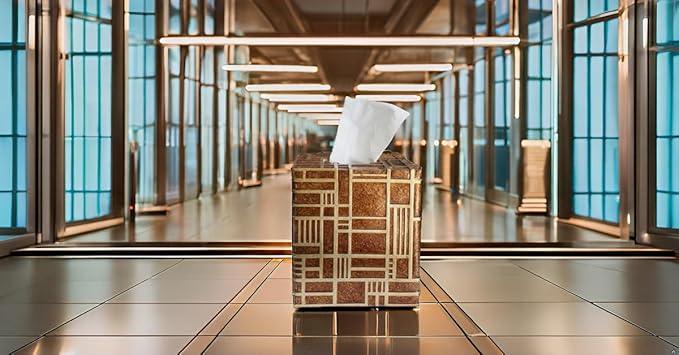 Hymmah Modern Square Tissue Box Cover Holder,Bathroom Accessories Decor Unique Design Tissue Box Cover for Bathroom Vanity Counter Tops Also Great for Bedrooms and Living Rooms - ModernBath