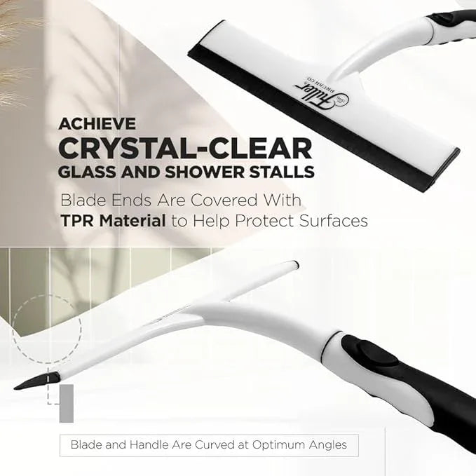 Fuller Brush Easy Grip Handheld Squeegee - for Shower Walls, Doors, Tub Surfaces, Windows, Mirrors & Vehicle Windshields - ThermoPlastic Rubber Blade - Comfort Grip Handle with Built-in Finger Groove - ModernBath