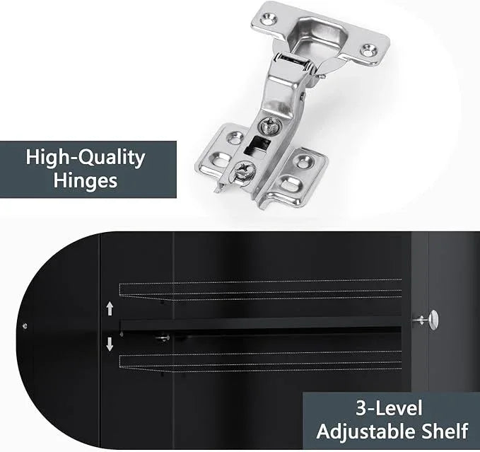 Over The Toilet Storage Cabinet, Over Toilet Bathroom Organizer with Adjustable Shelf and Double Door, Over The Toilet Cabinet for Bathroom Storage Over The Toilet Bathroom Organizer, Black - ModernBath