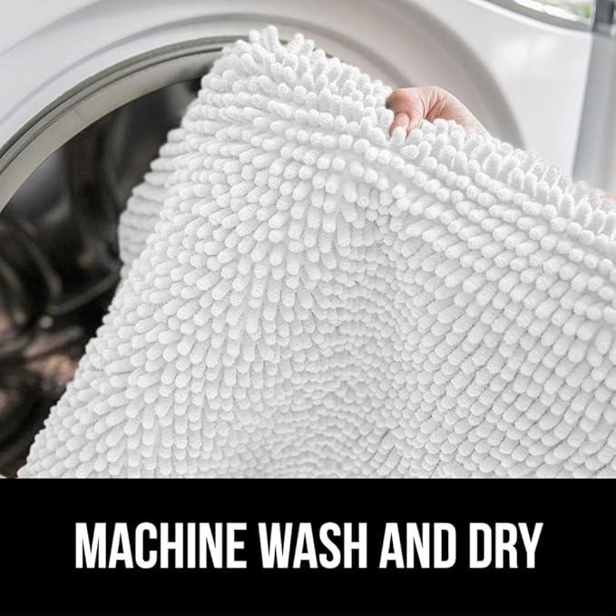 GORILLA GRIP Bathroom Rug Sets, Soft Chenille 2 Piece Area Rugs Set, Toilet Base Mat and 30x20 Carpet, Absorbent Microfiber Washable Mats Dry Quickly, Home Décor and Bath Room Accessories, White - ModernBath