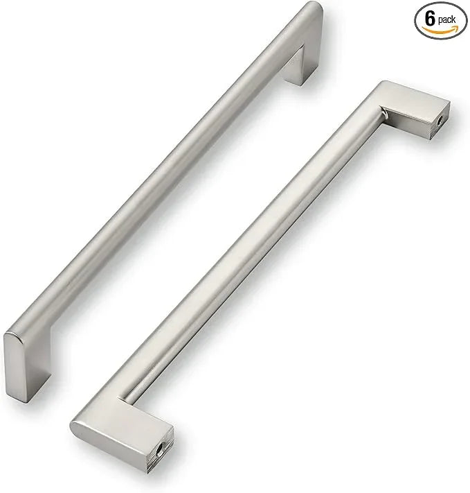 khtumeware 8 Inch Hole Center 6 Pack,Brushed Nickel Cabinet Pulls Heavy Duty Solid Satin Nickel Kitchen Drawer Handle Antique Cabinet Hardware for Bathroom, Drawer, Cabinet - ModernBath