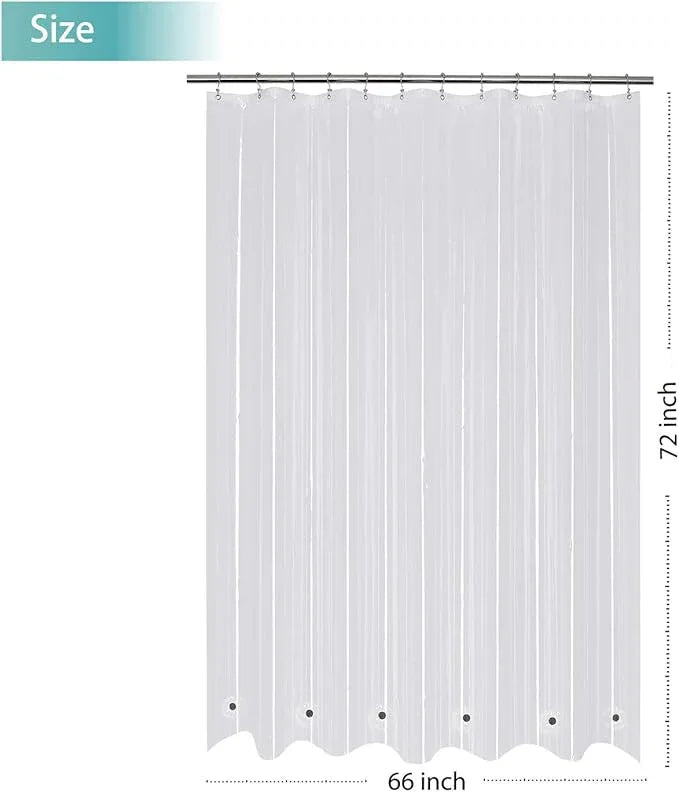 Mrs Awesome 66x72 Shower Curtain Liner with 6 Magnets Clear Thick PEVA Waterproof Plastic Shower Curtain 66 x 72 inches, Clear - ModernBath