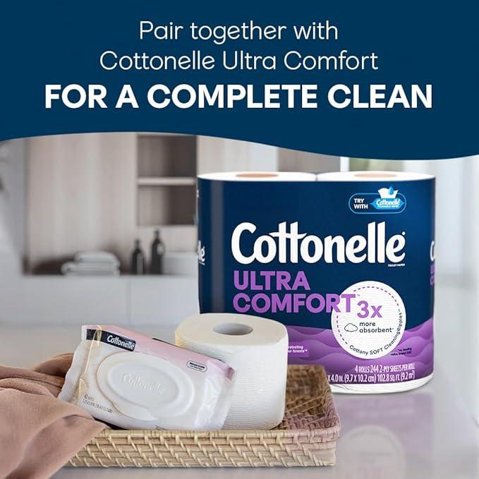 Cottonelle Fragrance Free Flushable Wet Wipes, Adult Wet Wipes, 8 Flip-Top Packs, 42 Wipes Per Pack - ModernBath