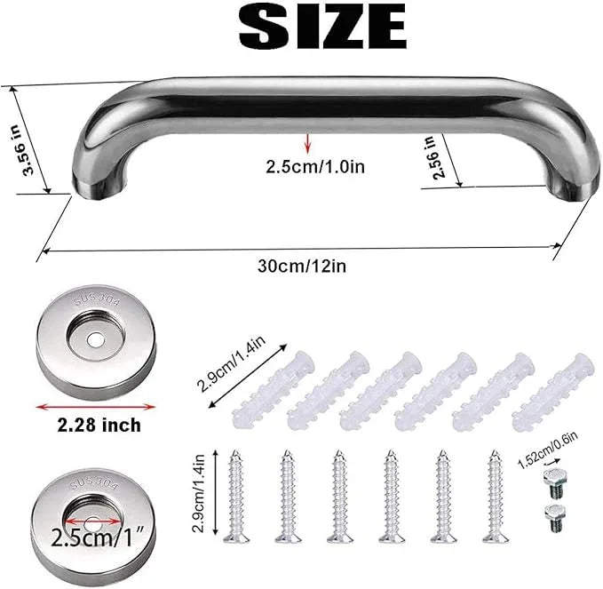 12 Inch Anti Slip Shower Grab Bar 2 Pack, Munzong Stainless Steel Bathroom Grab Bar, Satin Brushed Nickel Bathroom Balance Bar,Safety Hand Rail Support Elderly Senior Assist Handle - ModernBath