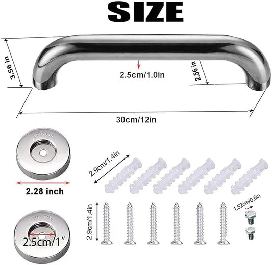 12 Inch Anti Slip Shower Grab Bar 2 Pack, Munzong Stainless Steel Bathroom Grab Bar, Satin Brushed Nickel Bathroom Balance Bar,Safety Hand Rail Support Elderly Senior Assist Handle - ModernBath